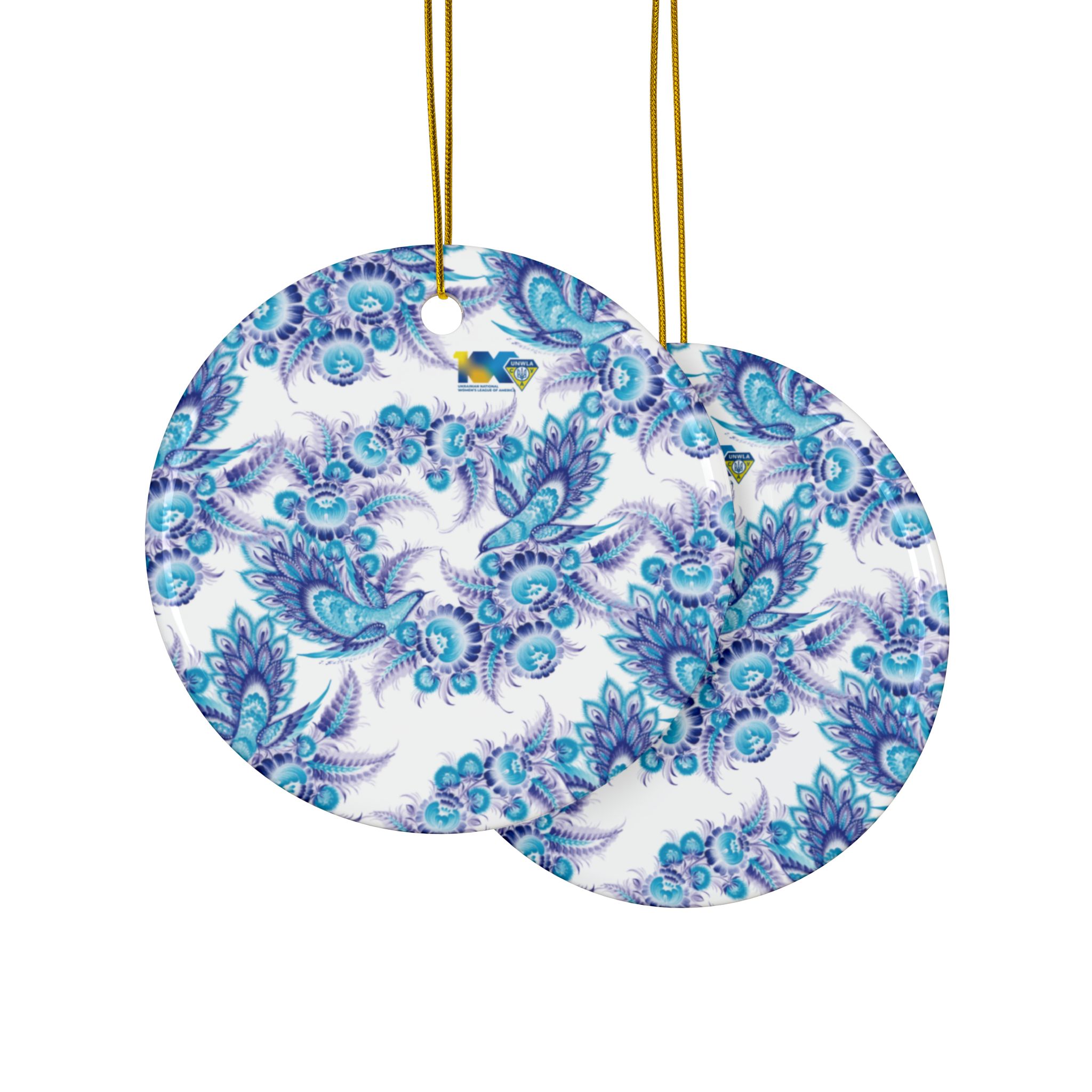 Ceramic Ornaments "Blue Birds", 2-Side Print, (1pc, 3pcs, 5pcs) - Image 2