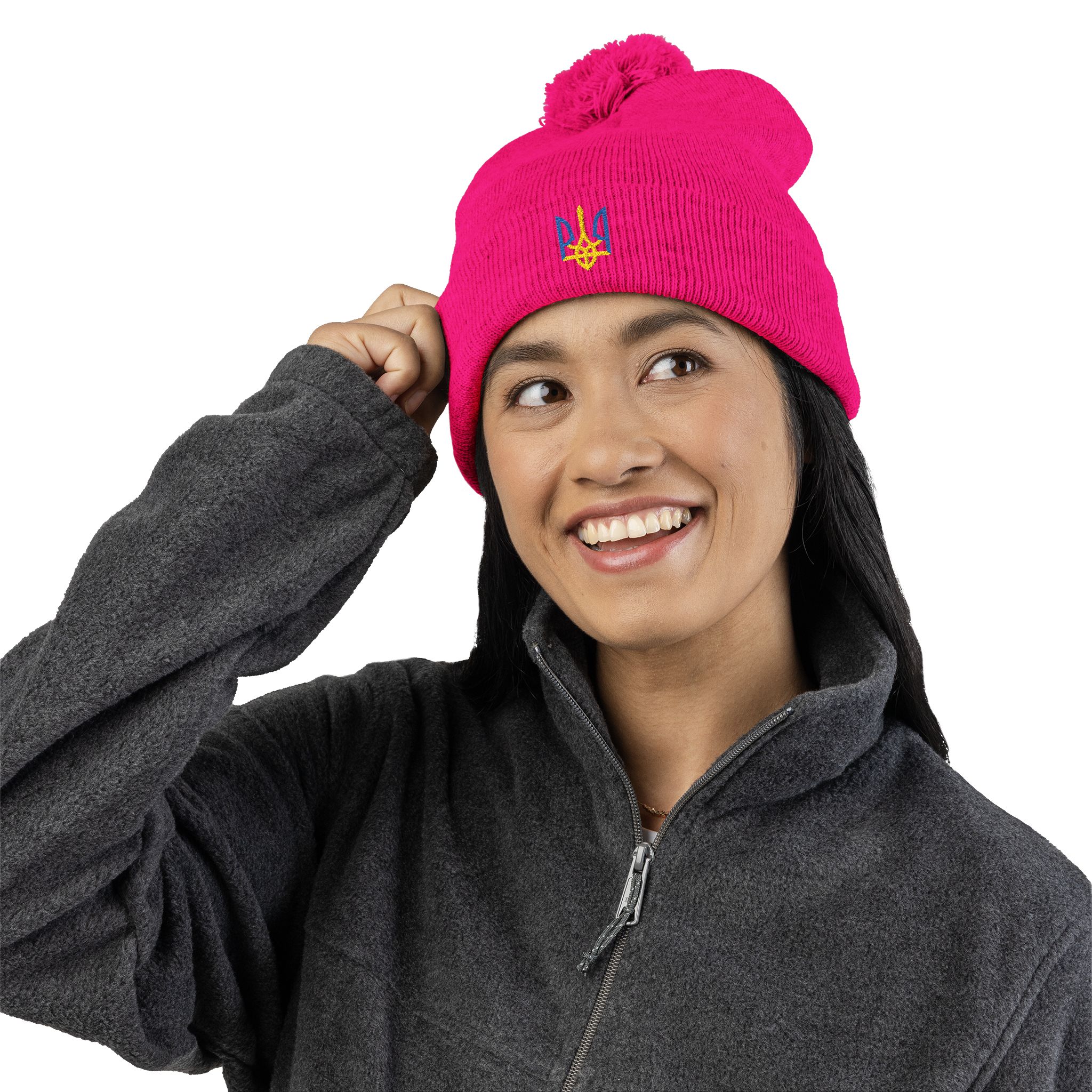 Tryzub Pom-Pom Knit Cap (Embroidery) - Image 3