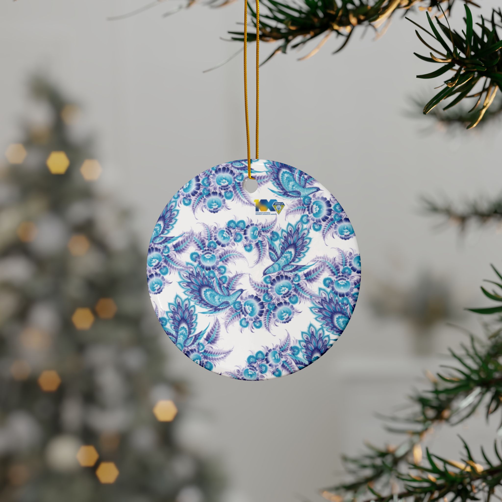 Ceramic Ornaments "Blue Birds", 2-Side Print, (1pc, 3pcs, 5pcs) - Image 3