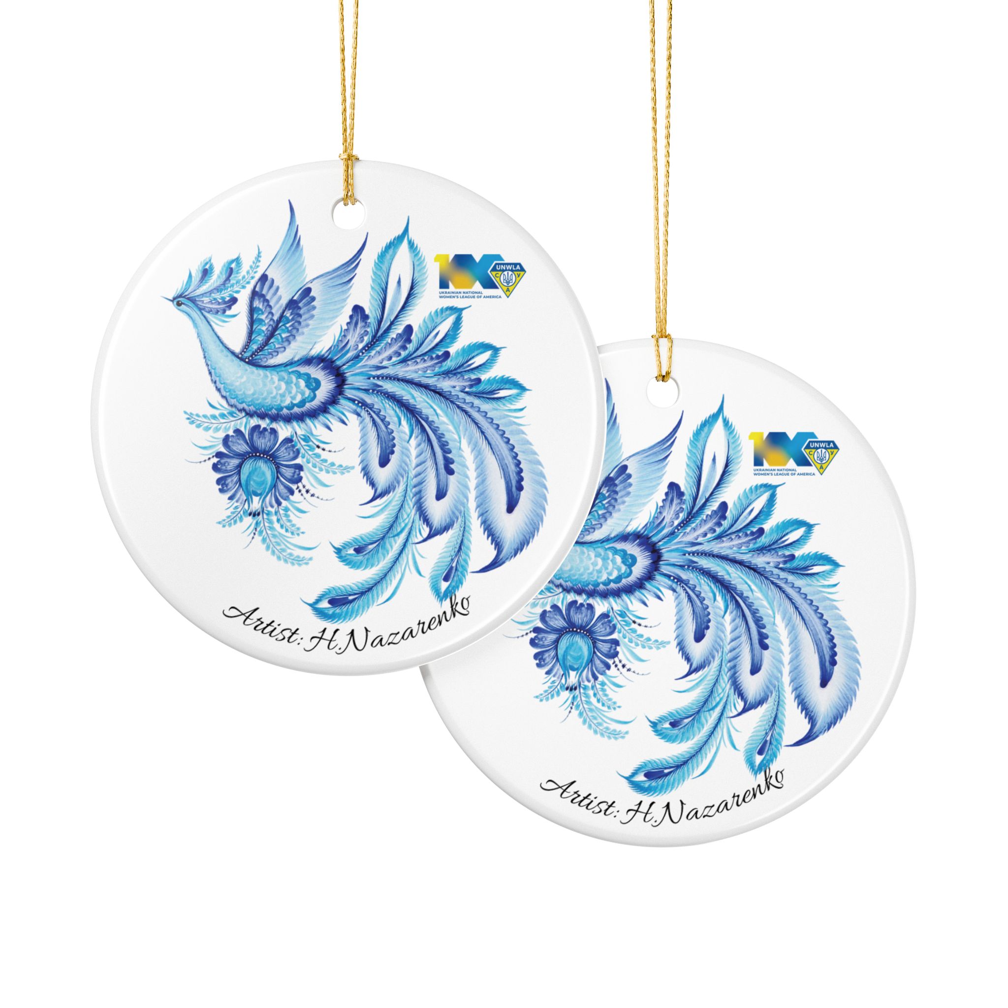 Round Ceramic Ornament "Blue Bird" - Image 2