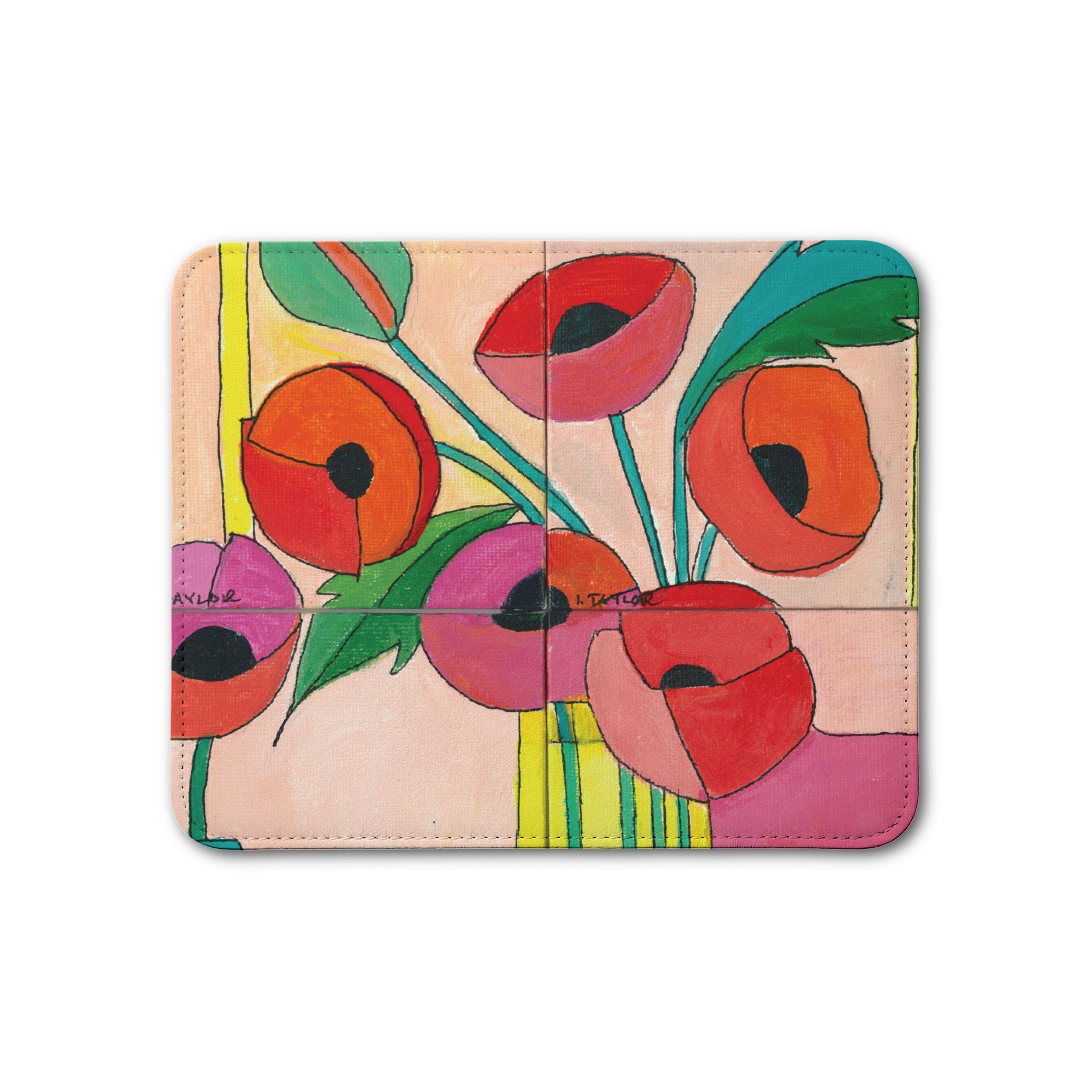 Bright Poppies Leather Placemat
