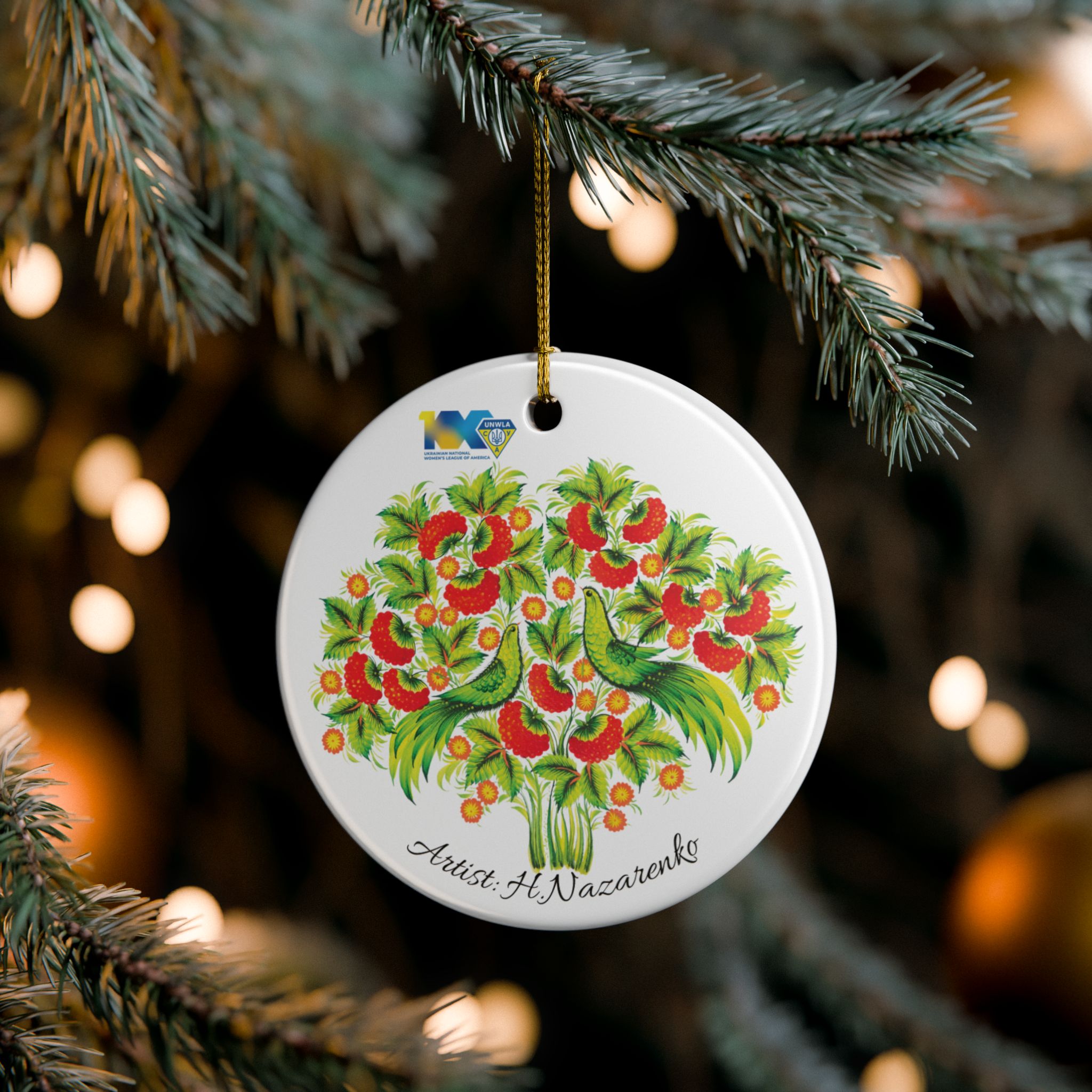 Round Ceramic Ornament "Kalyna" - Image 3