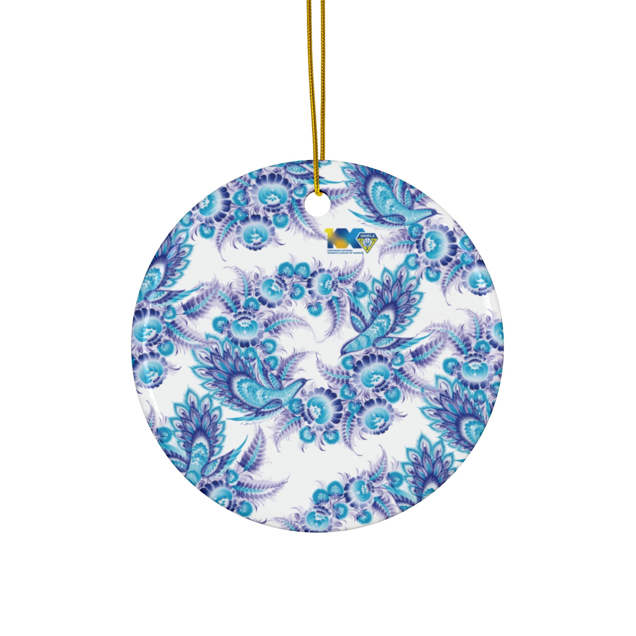 Ceramic Ornaments "Blue Birds", 2-Side Print, (1pc, 3pcs, 5pcs)