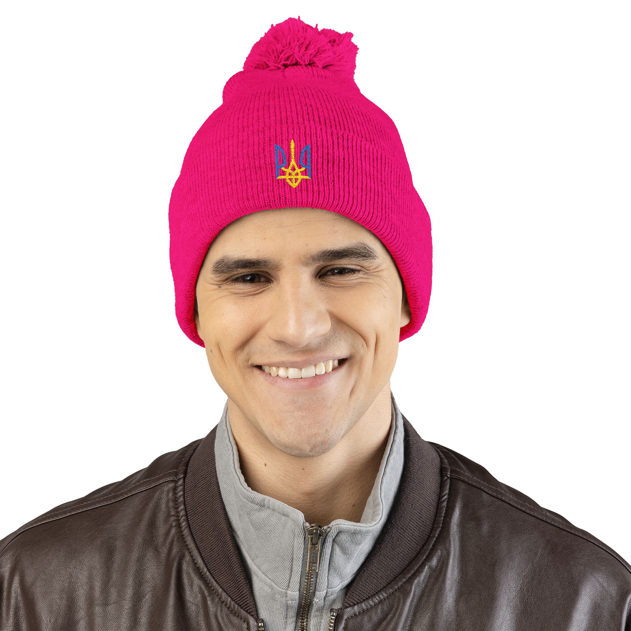 Tryzub Pom-Pom Knit Cap (Embroidery) - Image 2