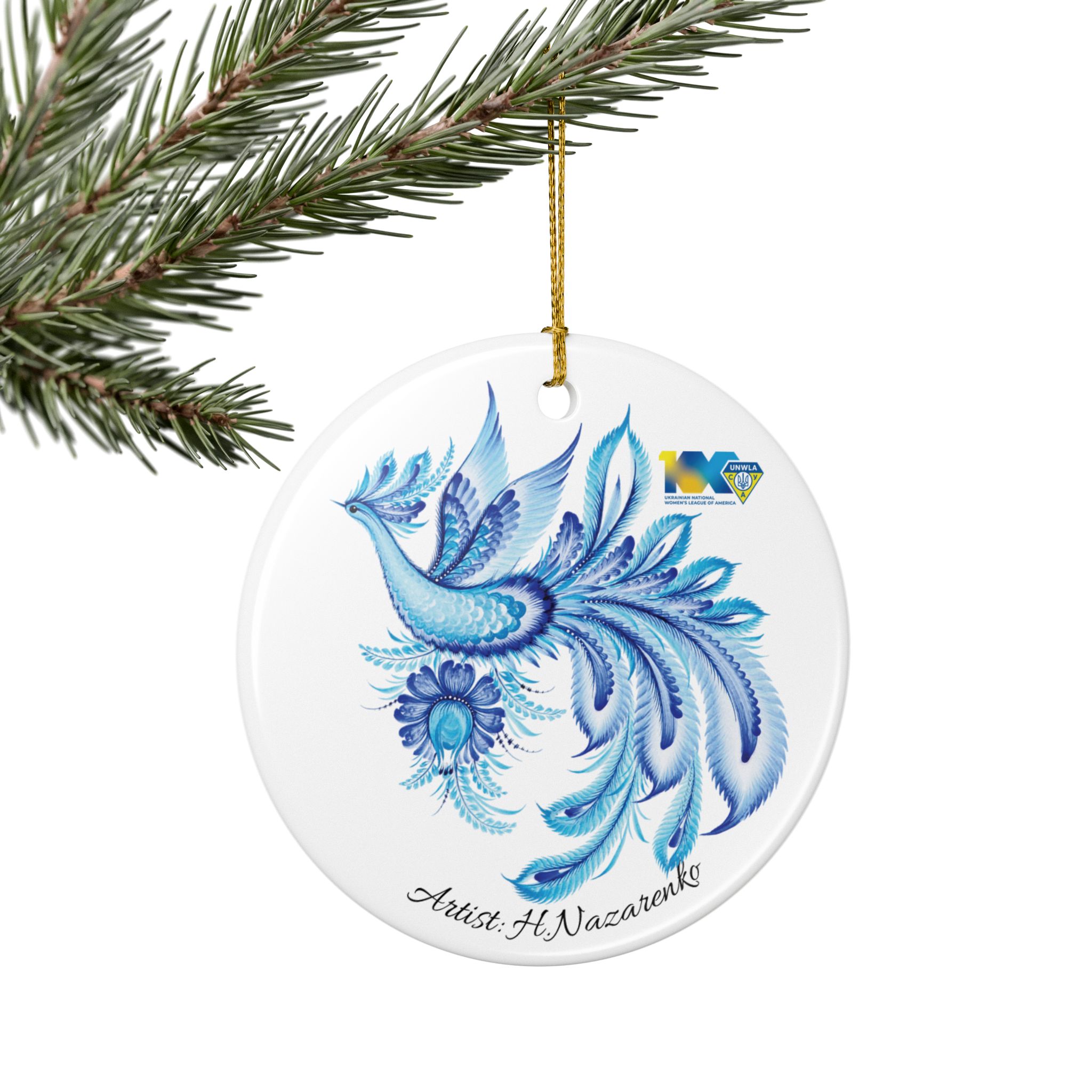 Round Ceramic Ornament "Blue Bird" - Image 4