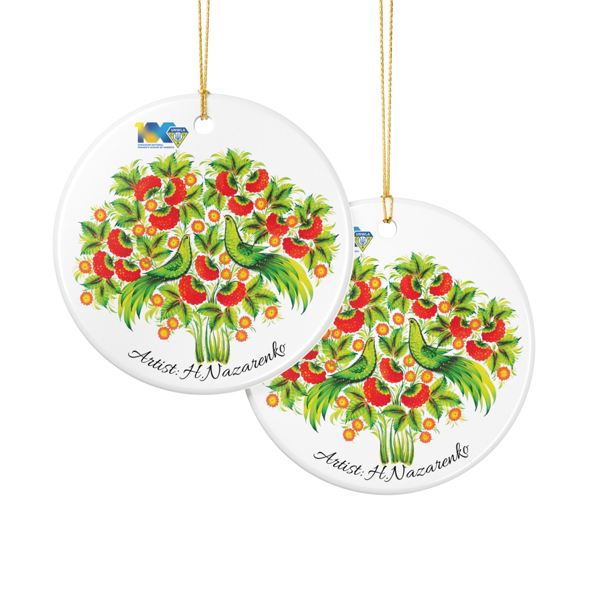 Round Ceramic Ornament "Kalyna" - Image 2