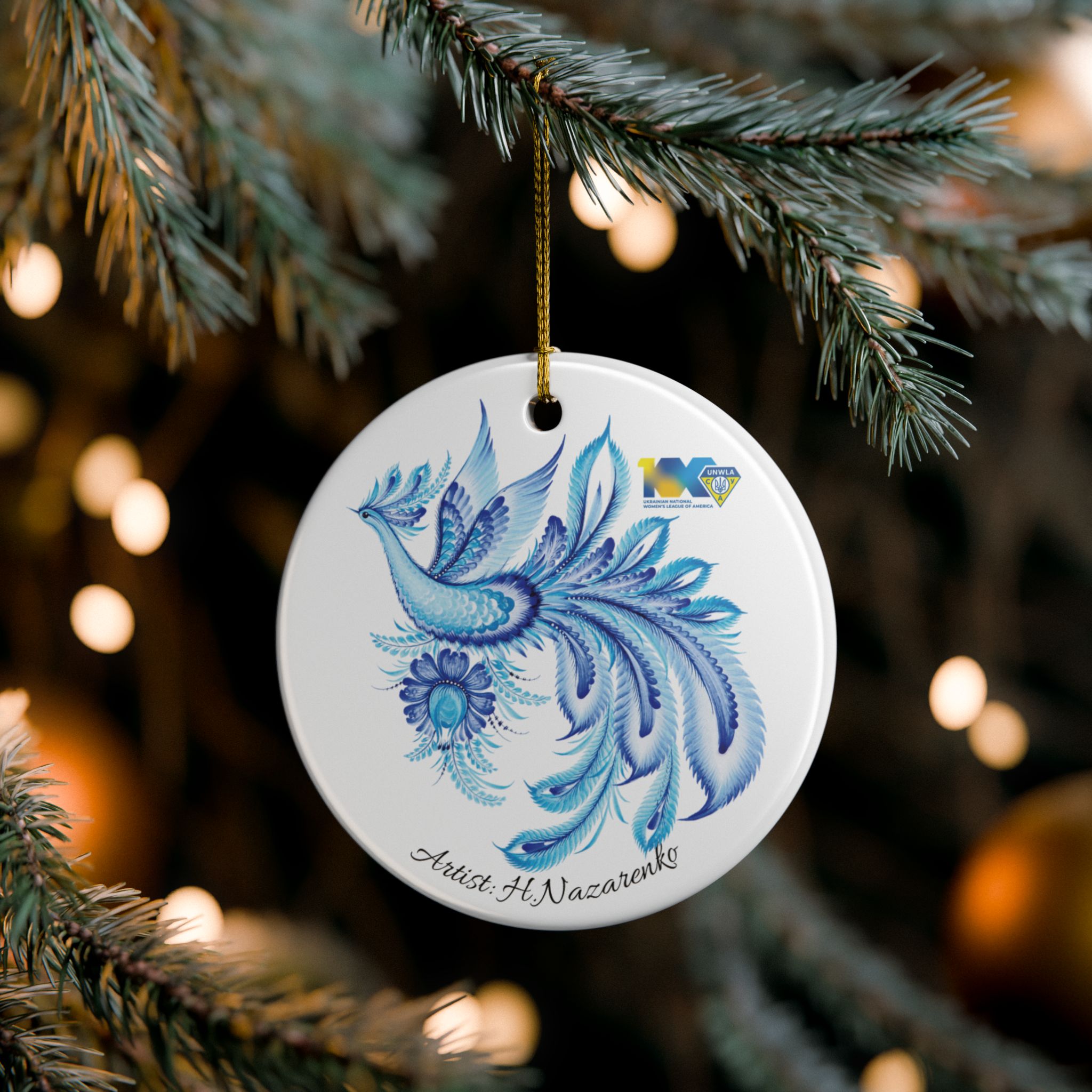 Round Ceramic Ornament "Blue Bird" - Image 3