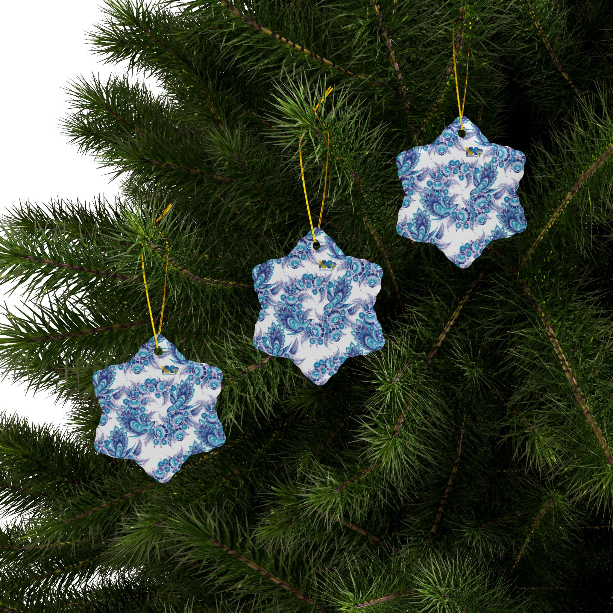 Ceramic Ornaments "Blue Birds", 2-Side Print, (1pc, 3pcs, 5pcs) - Image 13