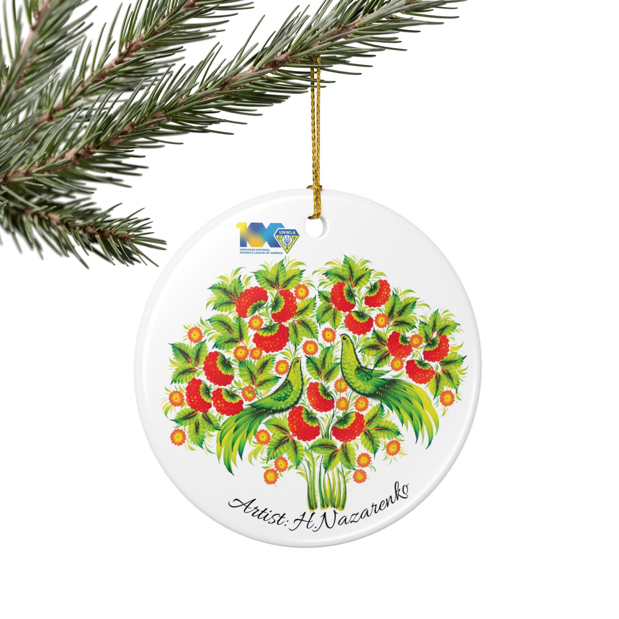 Round Ceramic Ornament "Kalyna" - Image 4