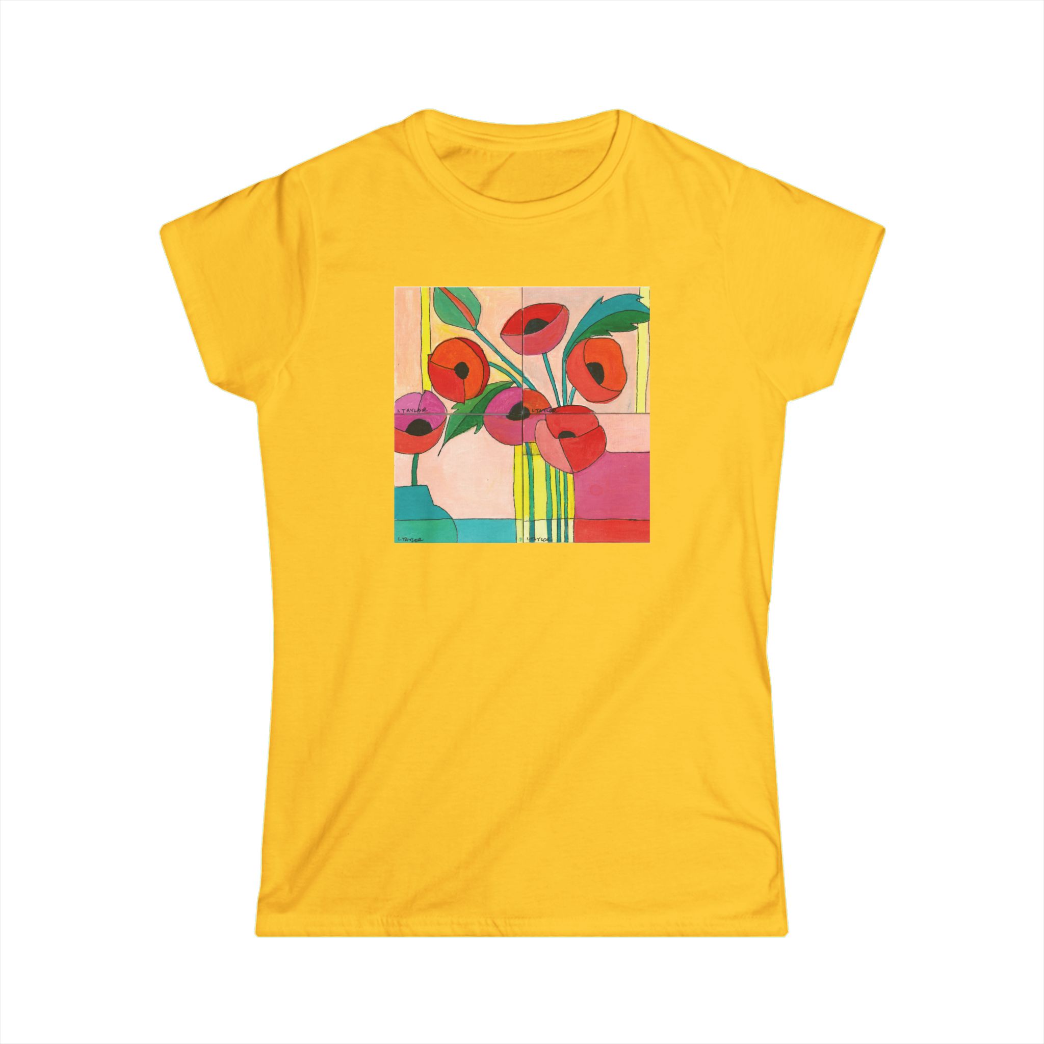 Bright Poppies Women's Softstyle T-Shirt - Image 2