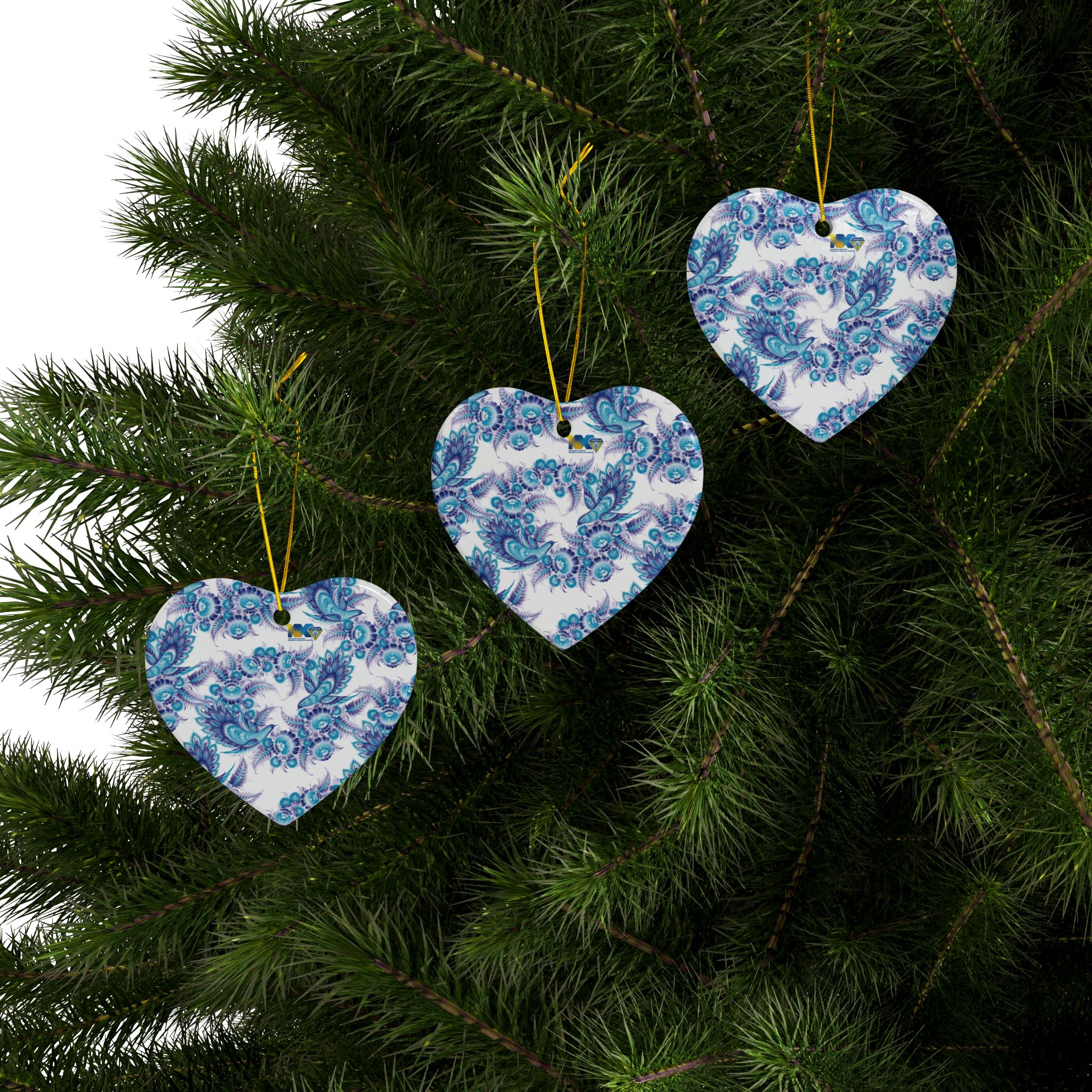 Ceramic Ornaments "Blue Birds", 2-Side Print, (1pc, 3pcs, 5pcs) - Image 12