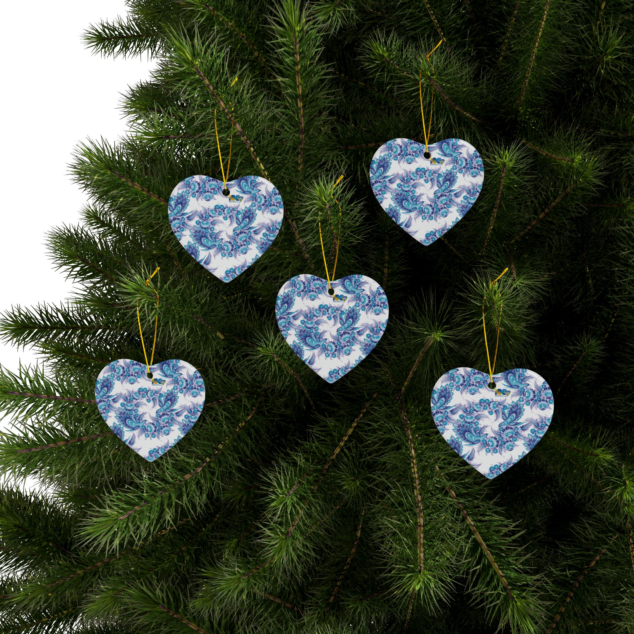 Ceramic Ornaments "Blue Birds", 2-Side Print, (1pc, 3pcs, 5pcs) - Image 14